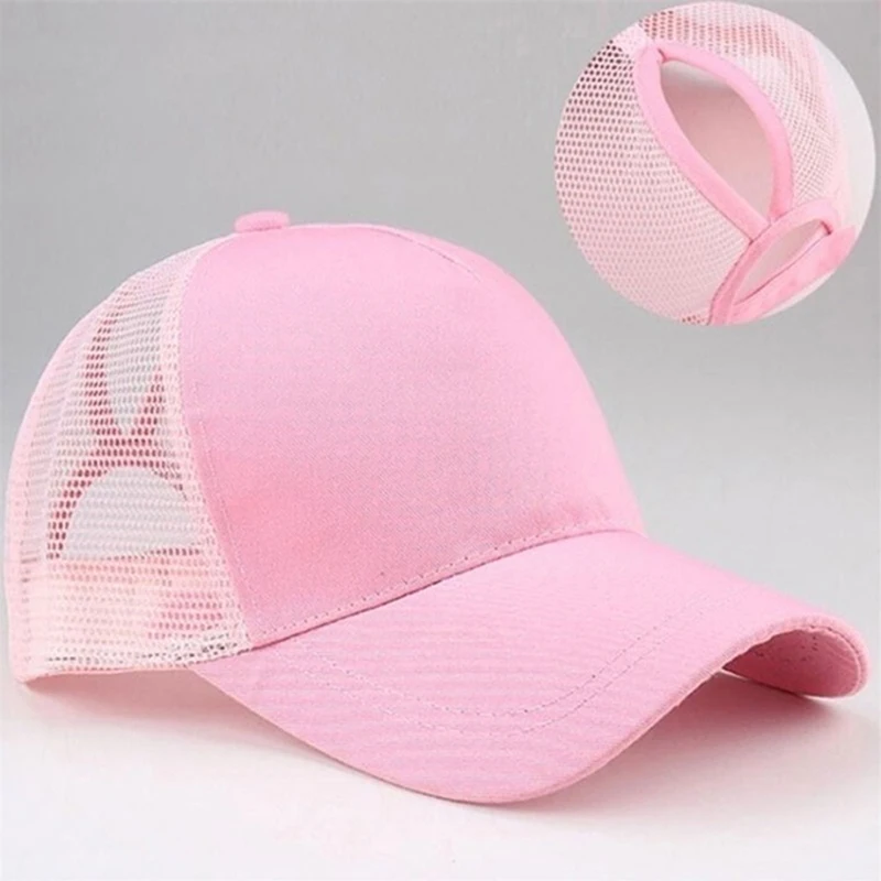 pink Хлопковые удобные летние шляпы бейсболки женские каникулы Snapback повседневные спортивные шапки регулируемые с открытым отверстием грязные булочки шляпы - Цвет: pink