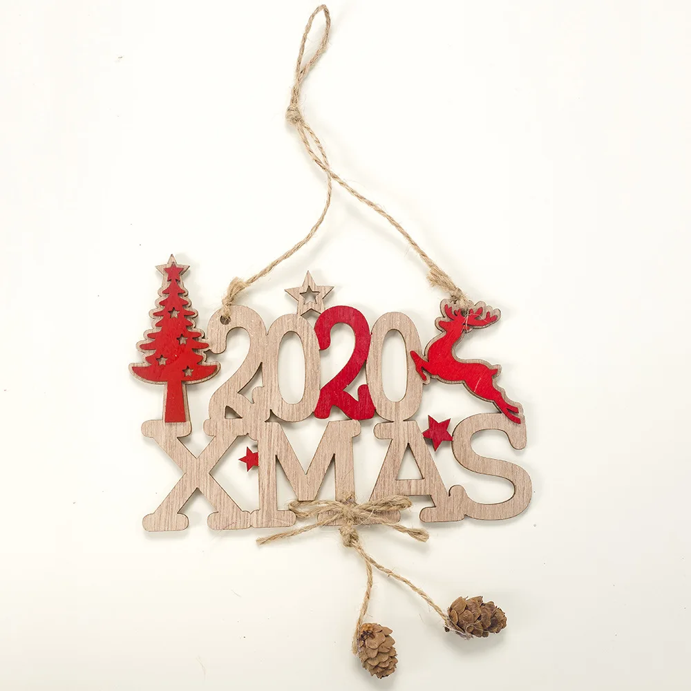Рождественские буквы Лось дерево деревянный знак Рождественское украшение для дома кулон подвесной орнамент - Цвет: 2