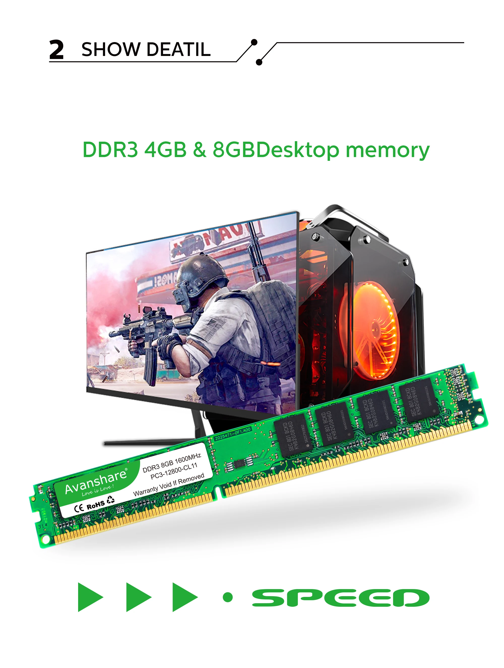 Avanshare DDR3 ОЗУ 8 ГБ 4 ГБ 2 Гб 1333 МГц 1600 МГц настольный компьютер модуль памяти для AMD Intel материнская плата 240pin 1,5 в