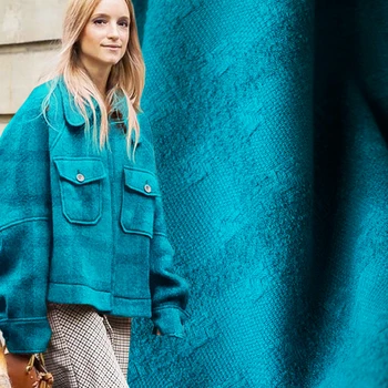 

Yarn-dyed check texture heavy pure wool fabric,dark Turkish blue color,sewing for jacket,coat,home decor,suits,craft by the yard