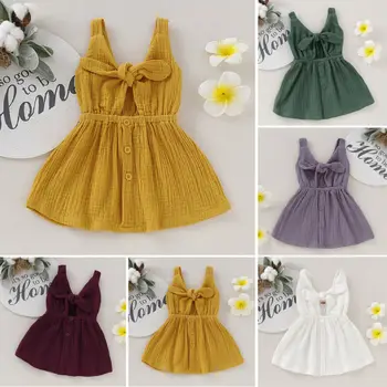 

Toddler Kids Baby Girl Ruffle Elegant Princess Party Dress Clothes Children New Fashion Clothing Solid Dresses