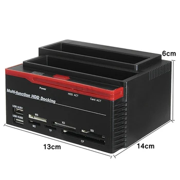 

External Two SATA IDE HDD Docking Station 2.5''/3.5''Hard Drive Card Reader