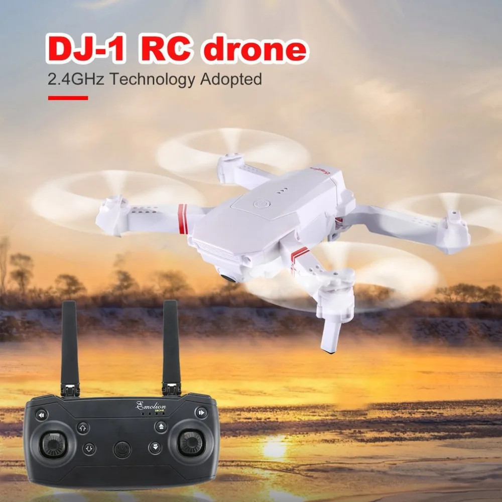 DJ-1 2,4 Ghz wifi FPV складной Радиоуправляемый Дрон с широкоугольной камерой 0.3MP HD с режимом удержания высоты Безголовый самолет с 4 батареями