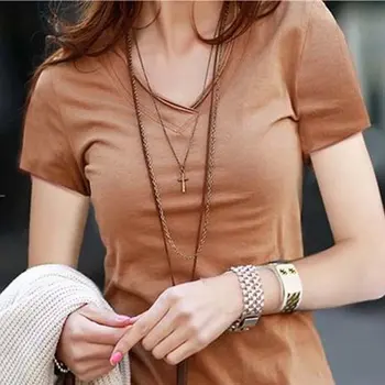 

Tops T Shirt Women Short Sleeve Tshirt fuchsia gold