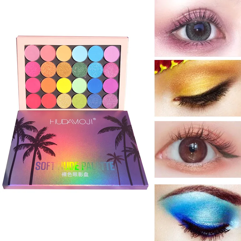 HUDAMOJI 24 Colors Eyeshadow Pallete Earth Color Glitter Pearl Matte Eye Shadow Highlight Shimmer Eye Shadow Tray Hawaii Makeup HUDAMOJI 24 Colors Eyeshadow Pallete Earth Color Glitter Pearl Matte Eye Shadow Highlight Shimmer Eye Shadow Tray Hawaii Makeup