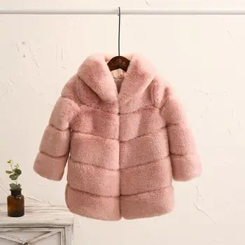 

Girls Faux Fur Coat Kids Girl Imitation Rabbit Jacket 2-8Year Thick Baby Clothing Winter Warm Hoodied Overcoat