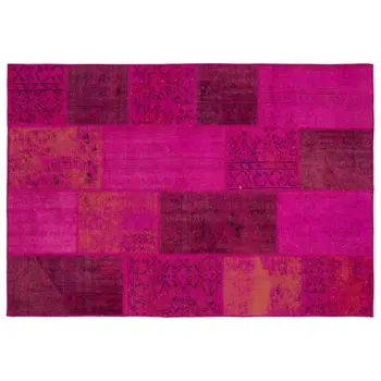 

Handmade Fuchsia Vintage Overdyed Patchwork Area Rug 161x233 Cm-5'3''X7'8''
