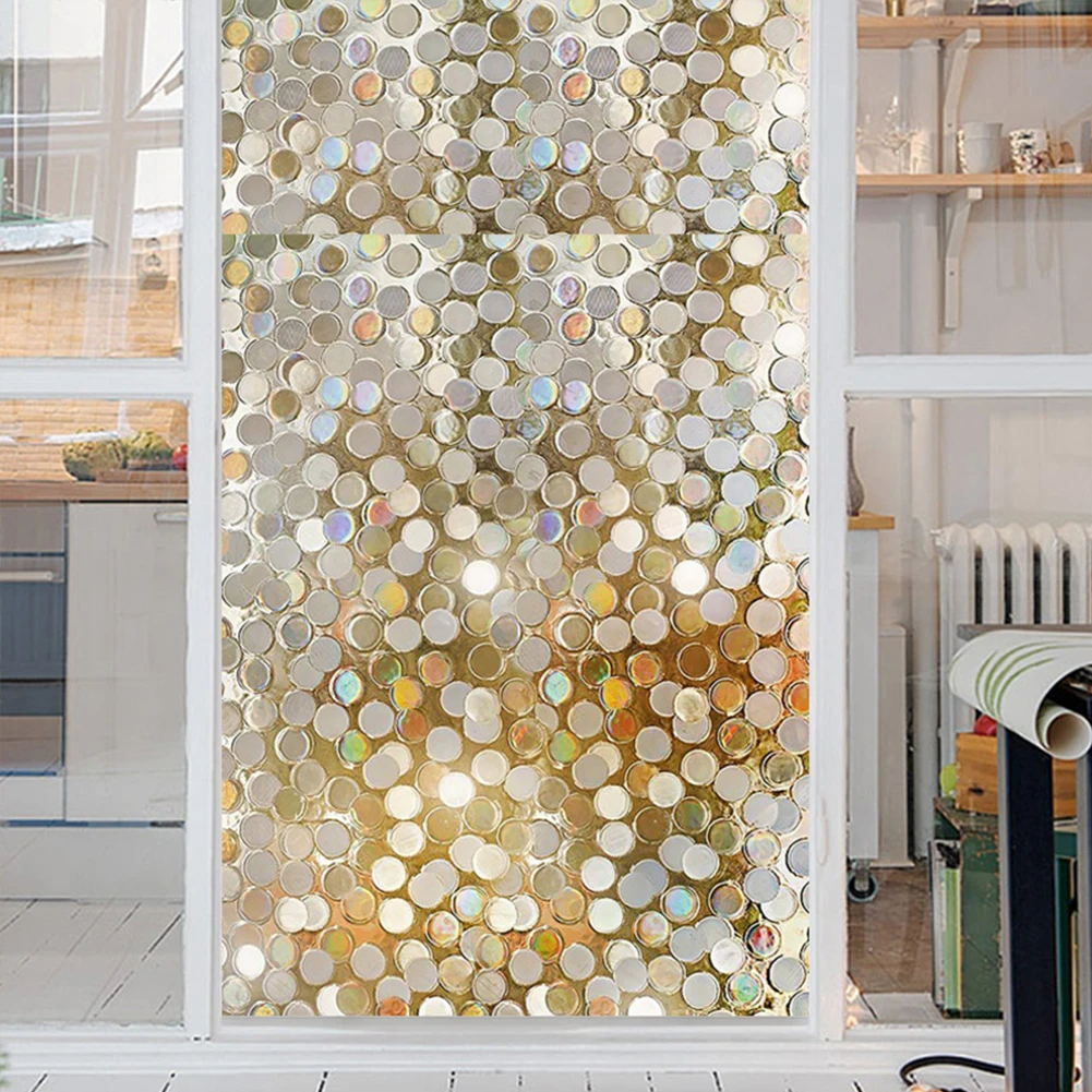 

45x100cm Bathroom 3D Decorative Glittering Window Sticker Home Grilles Electrostatic Adsorption Dot Sequins Opaque Glass Film