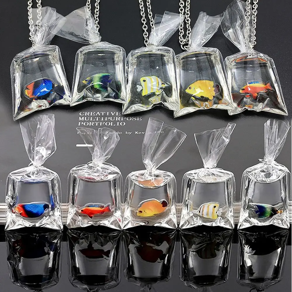 

2Pcs/set Cute Simulation Water Bag Fish Pendents Jewelry Findings Liquid Transparent DIY Charms For Necklace Earrings Keychain