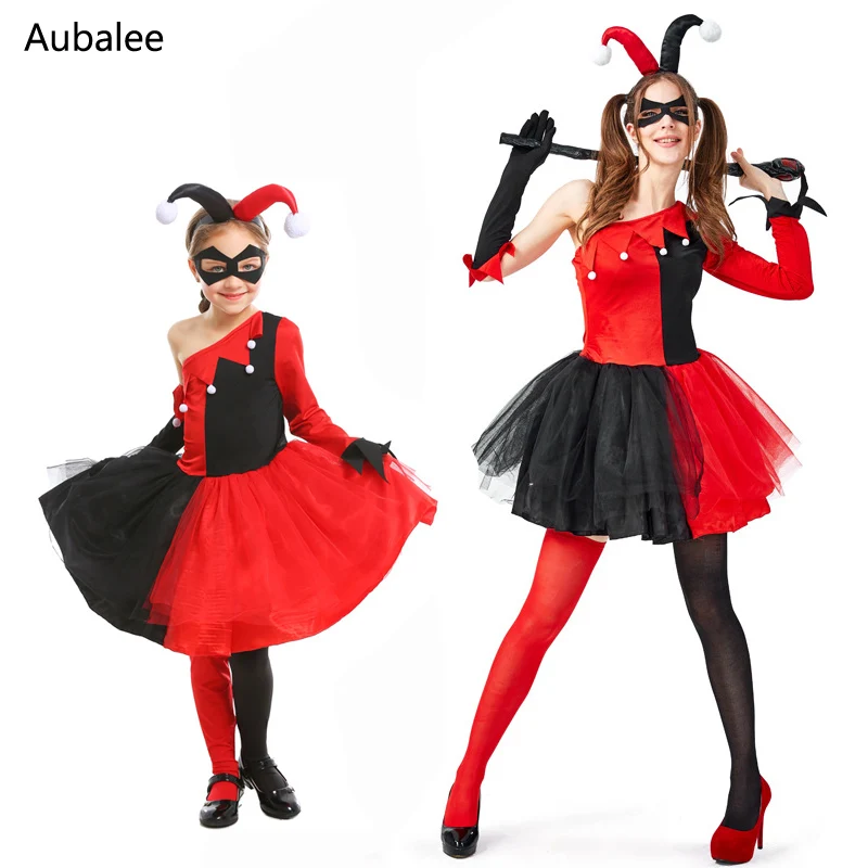 

Harley Quinn Clown Joker Cosplay Costume Kids Girls Women Harley Queen Fancy Dress Suicide Squad Halloween Carnival Costumes