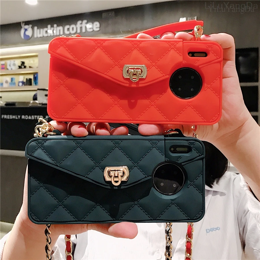 Сумка через плечо кошелек чехол для телефона huawei P30 Pro мягкий силиконовый с