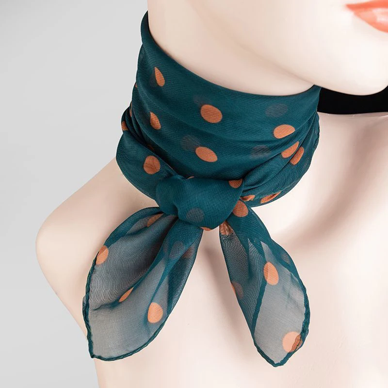 Fashion Chiffon Polka Dot Scarf For Woman Female Retro Temperament Polka Dot Square Scarf Multicolor Polka Dot Neckerchief 5