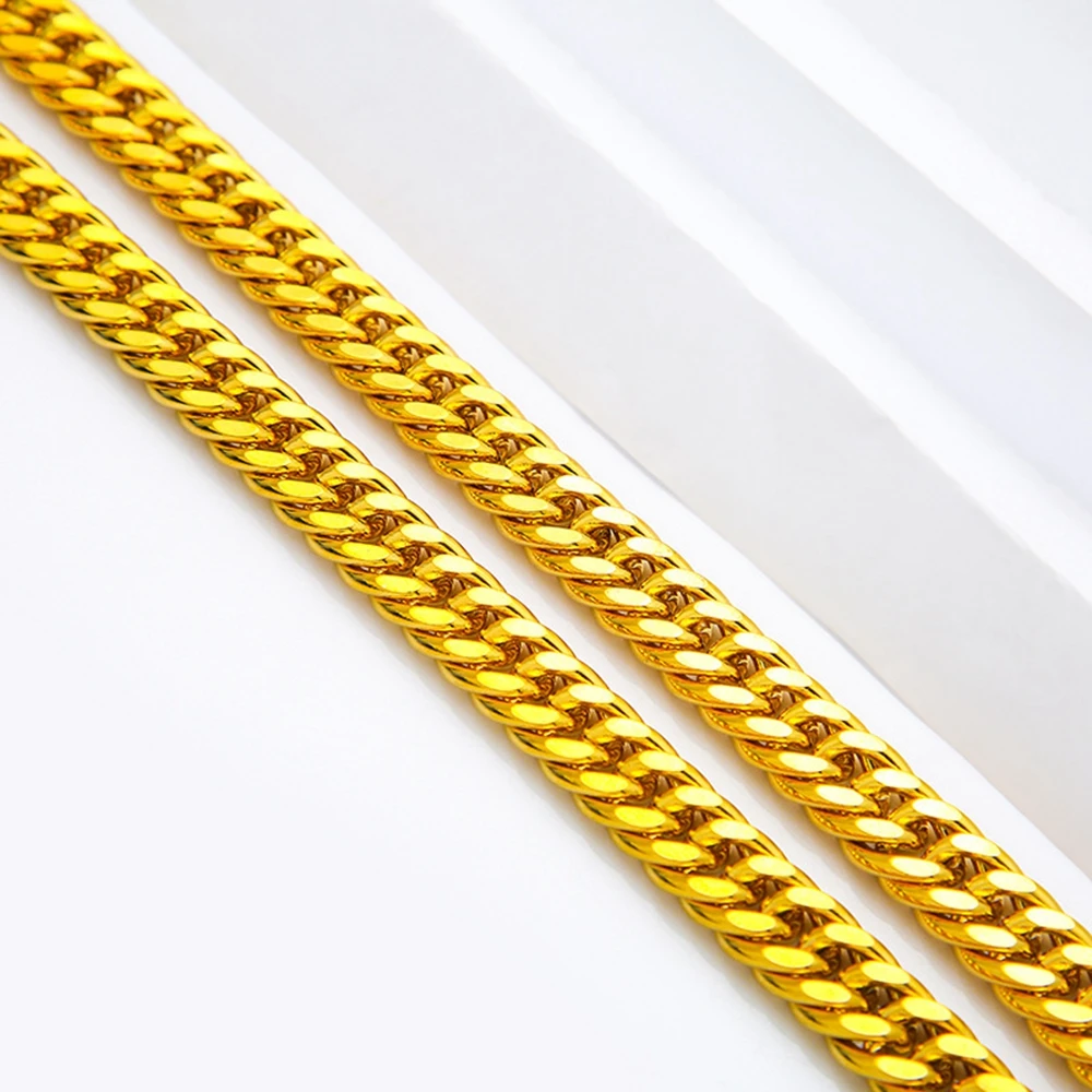 

Heavy Double Curb Chain Necklace Men Yellow Gold Filled Hip Hop Male Clavicle Collar Jewelry Gift 60cm Long