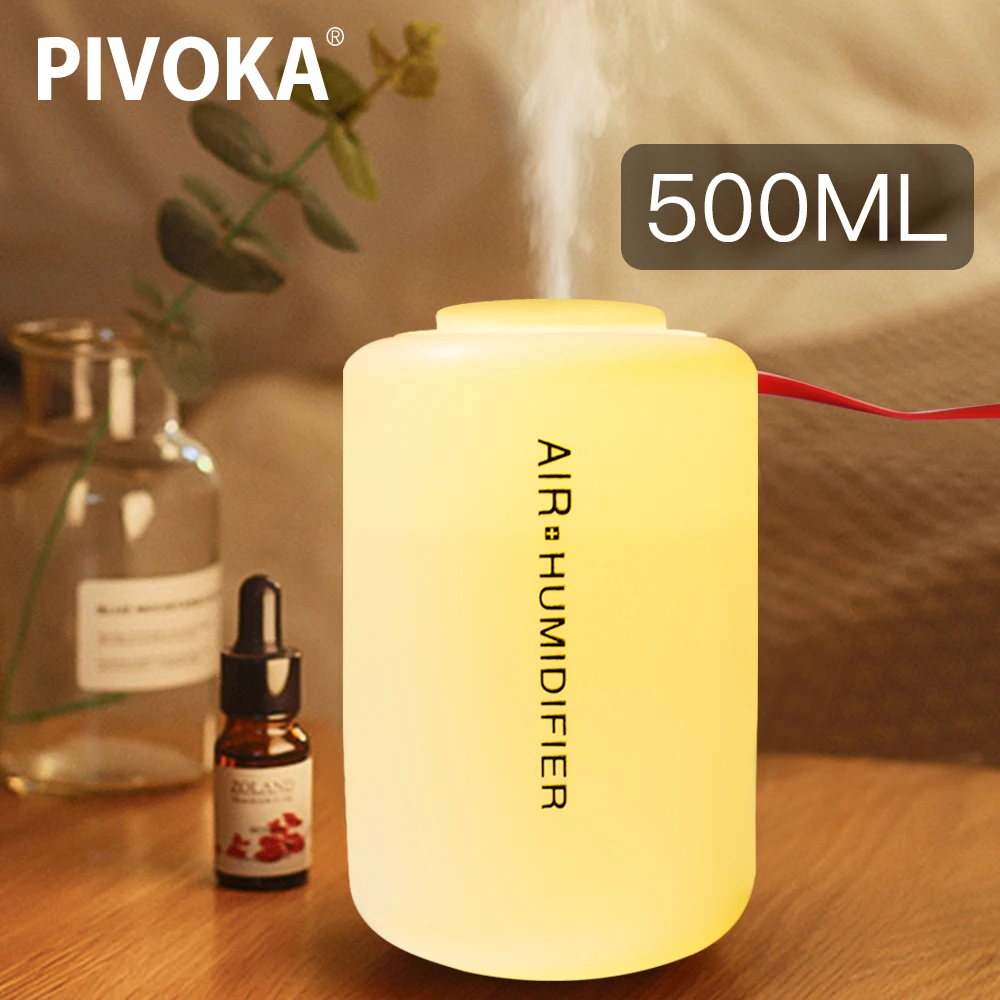 

PIVOKA 500ml Air Humidifier Aromatherapy Diffuser Essential Oil Aroma Diffuser Ultrasonic USB Humidifier Mist Maker For Home Car