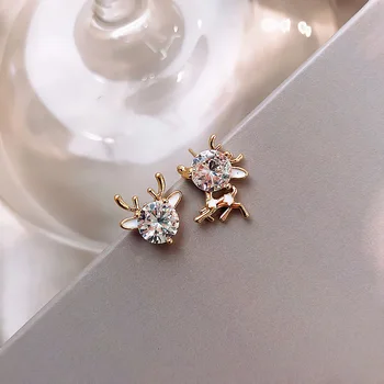 

S925 Needle Earrings South Korea Elegant Christmas Elk Zircon Earring New Style Simple Women's Ear Stud
