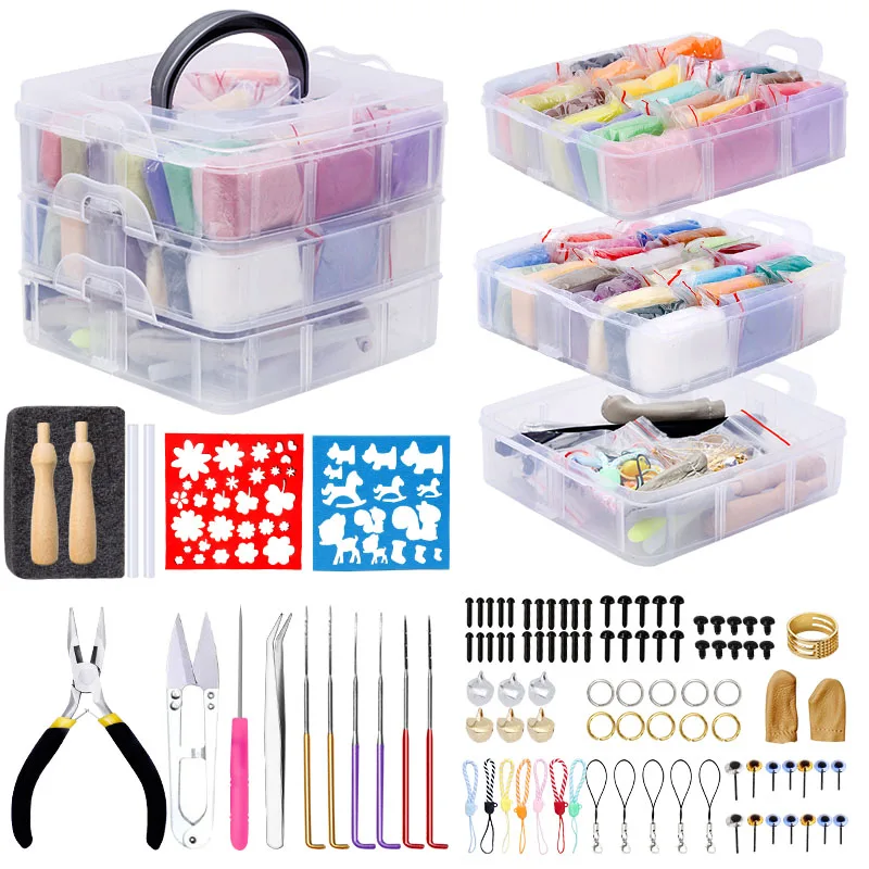 MIUSIE Multicolor Needle Felting Kit Wool Felting Tools Handmade Felt  Needle Set Pack Felting Fabric Materials Accessories