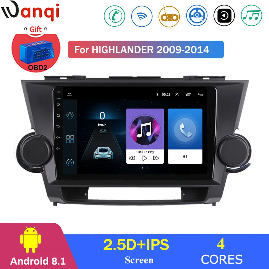 Для Toyota highlander 2009-2014 Автомобильный Радио Мультимедиа Видео плеер навигация gps Android