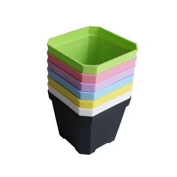 

10cm*10cm Plastic Thicken Square Flower Pots Home Garden Office Succulent Plant Pot Candy Color Greenhouse Nursery Pots