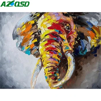

AZQSD Oil Painting By Numbers Elephant Diy Paint By Numbers For Adults Animal Gift Home Decoration Art Kits Drawing Canvas