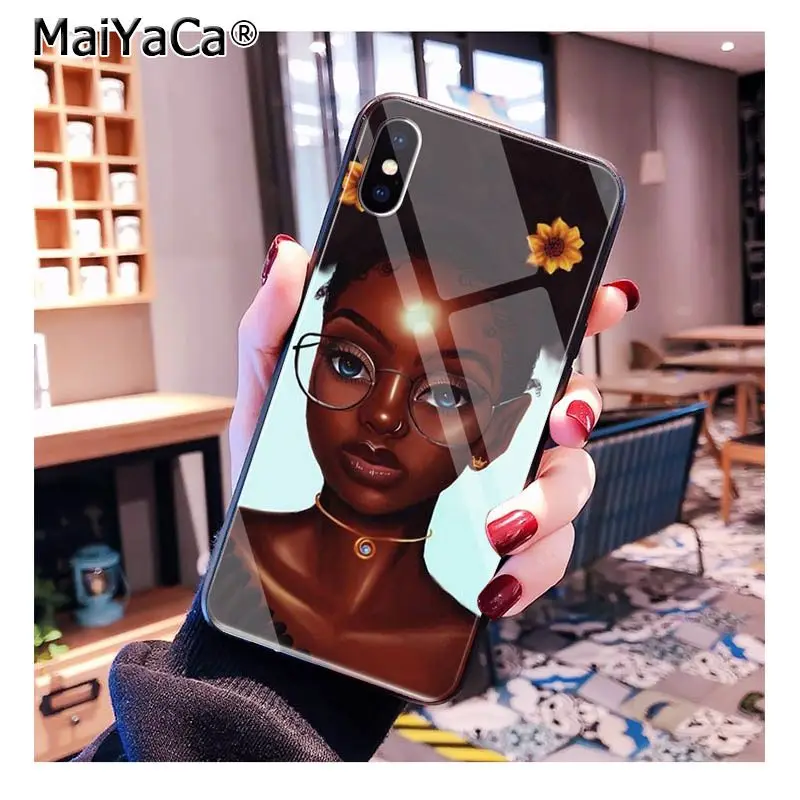 MaiYaCa 2bunz Melanin Poppin Aba черная девочка африканская красавица чехол из закаленного стекла для телефона для iphone 11 Pro XR XS MAX 8X7 6S 6 Plus