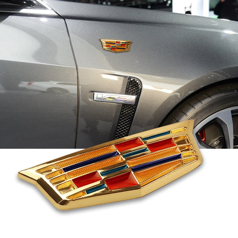 

1 Piece Car 3D Logo Side fender trunk Emblem sticker For Cadillac ATS CTS DTS STS SLR Escalade Deville Tiburon CT6 Badge Decal