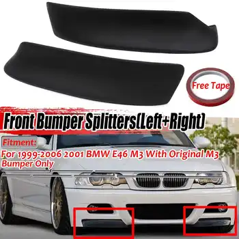 

Left+Right CSL Style Car Front Bumper Splitters Lip Diffuser Protection Protector Black For BMW E46 M3 1999-2006 2001 Resin