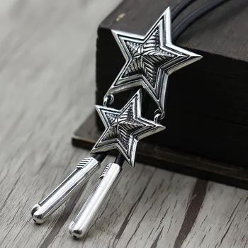 

Hot Cody Sanderson Nava Hook Leather Necklace Sterling Silver 925 European American Pentacle Pendant Set