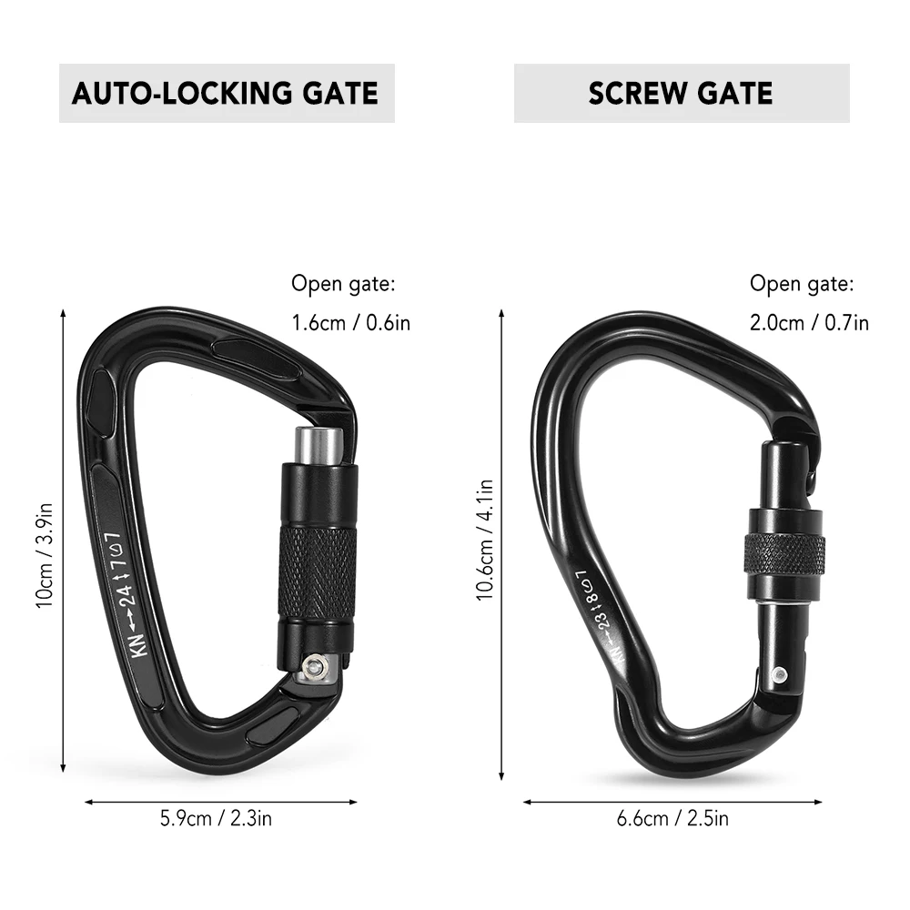 Professional Climbing Carabiner D Shape Climbing Buckle Lock Security Safety Lock Outdoor Climbing Equipment 23KN 24KN