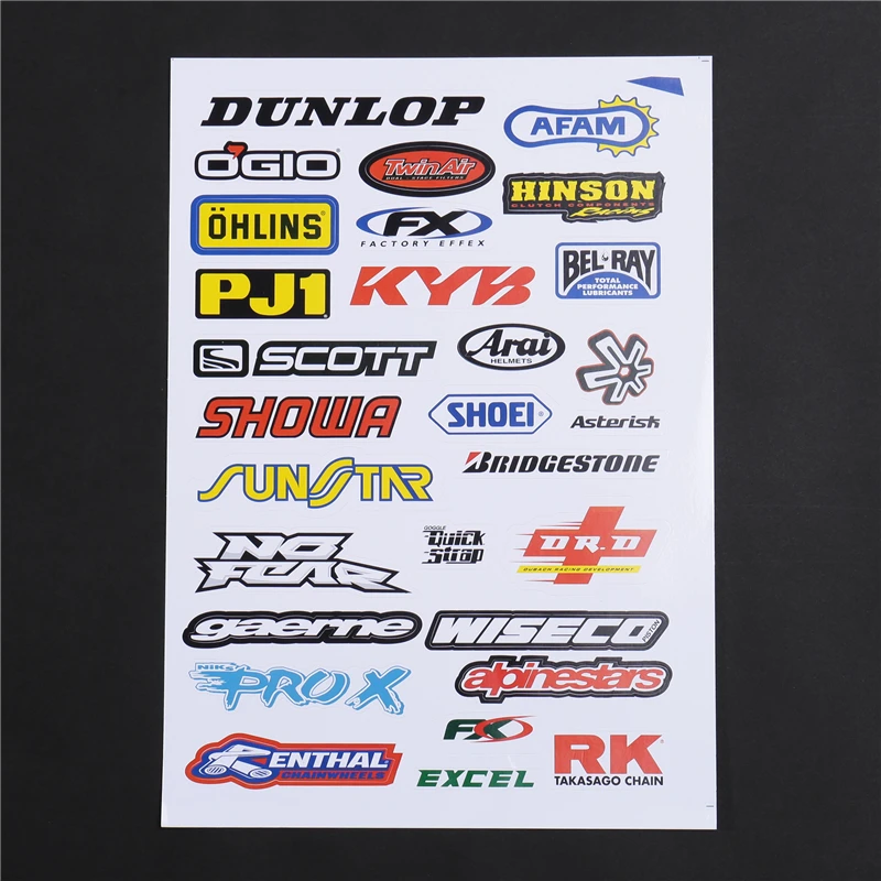 

2PCS/Lot A4 Size Glossy Film Stickers For KYB Aria SHOEI Motorcycle BIKE CAR UNIT SCOOTER DECALS Waterproof PVC Whole Set 2 Pack