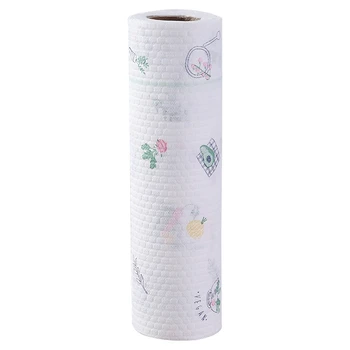 

1 Roll Cleaning Cloths Non-Woven Fabric Printed Lazy Rags Wet And Dry Disposable Dish Paper Towel Cloth For Kitchen Housework
