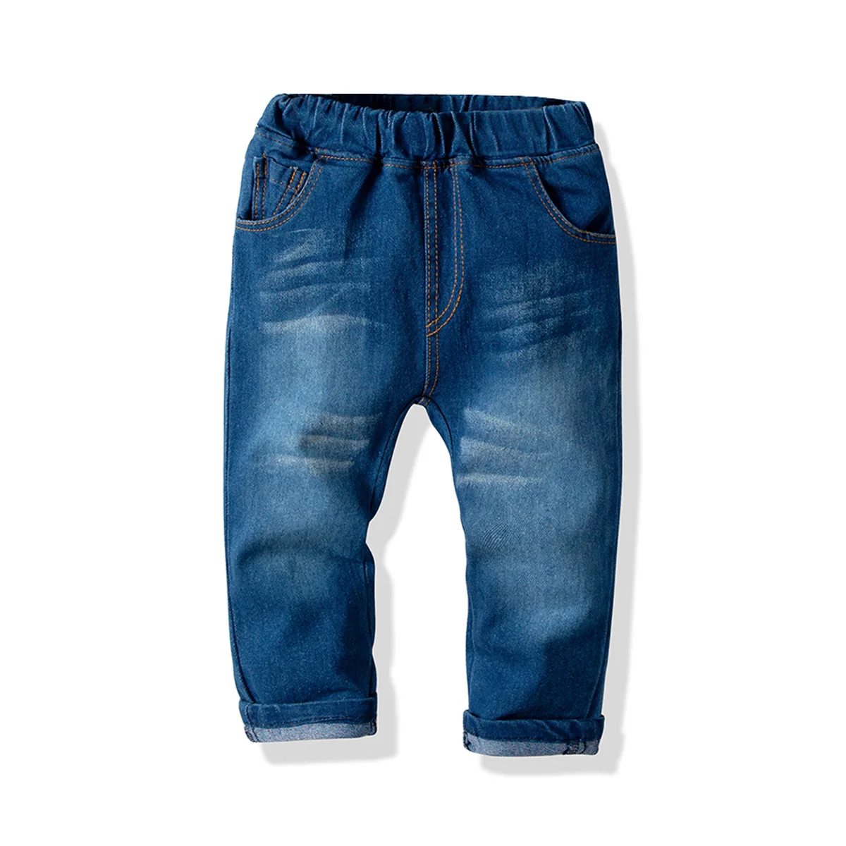 

2019 Children Cotton Cowboy Trousers Middle And Large BOY'S Spring And Autumn Stretch Pants Baby Slim Fit Trousers
