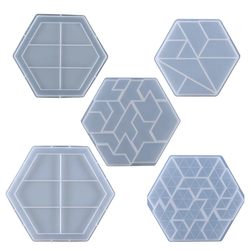 

Resin Tray Mold-Hexagonal Picture Puzzle Tray Molds for Epoxy Casting Making Faux Agate Serving Board, Ocean Wave Serving Tray