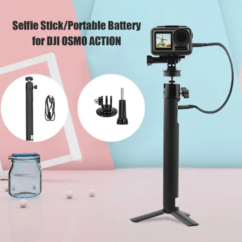 Power Bank палка для селфи для Osmo Action Cam портативный ручной захват power Bank монопод+ адаптер для DJI Osmo Action Cam аксессуары