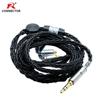 

1pc 8 core cable connector, MMCX connector to 3.5mm jack 3pole stereo male plug,1.2M length