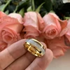 Anillo de boda de tungsteno dorado para hombre y mujer, joya de compromiso con incrustaciones de meteorito brillante pulido, 8mm ► Foto 3/6