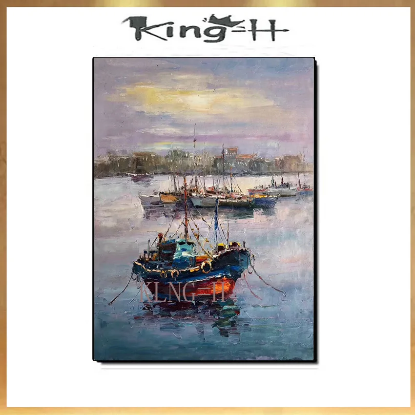 

KOWELL 100% Handpainted Abstract Sailing Oil Painting On Canvas Art Gift Home Decor Living Room Wall Art Frameless Pictur