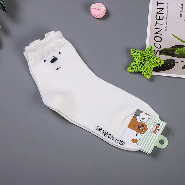 Носки с рисунком медведя, панды, животных, милые забавные женские носки, корейский стиль, Осень-зима, удобные хлопковые носки Harajuku