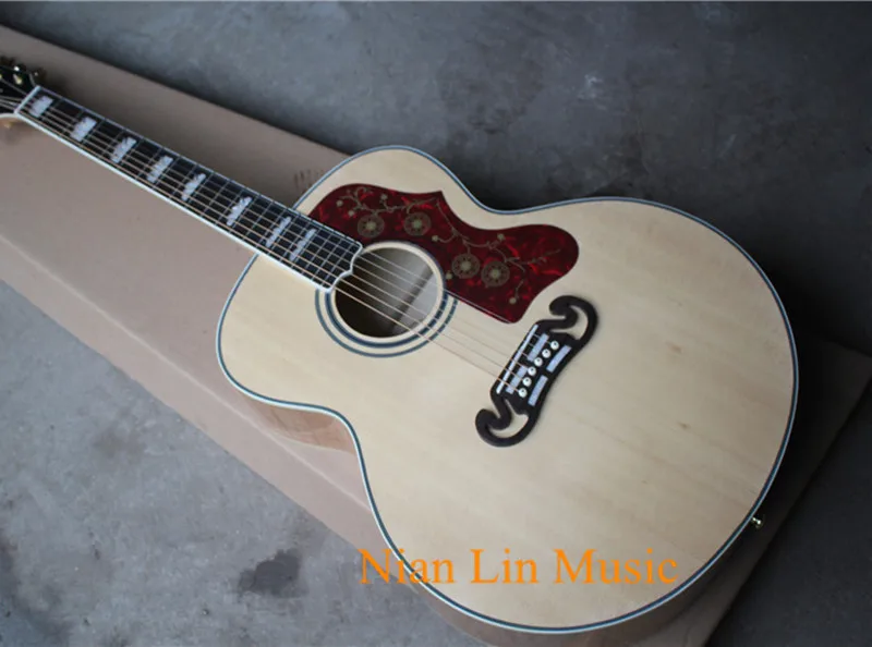 

43 Inch Acoustic Guitar,Natural wood color,Color Red Pickguard,Flame Maple Back and Side,can be Customized