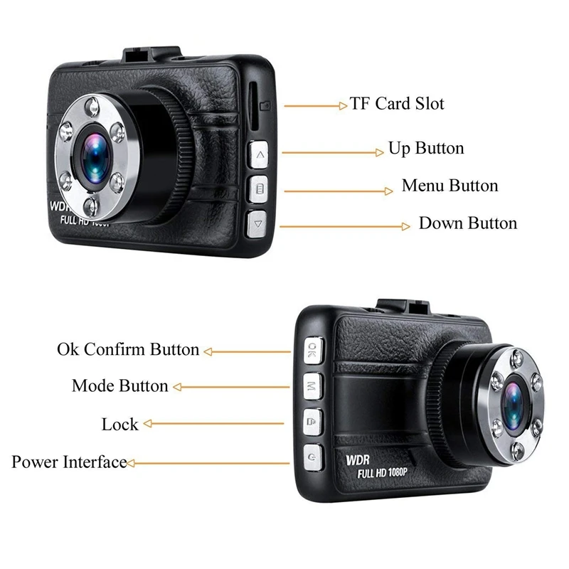 Dash Cam, Dashboard camera Full Hd 1080 P, 3,0 дюймовый экран DVR Автомобильный видеорегистратор рекордер с широкоугольным углом 170 градусов, g-сенсор