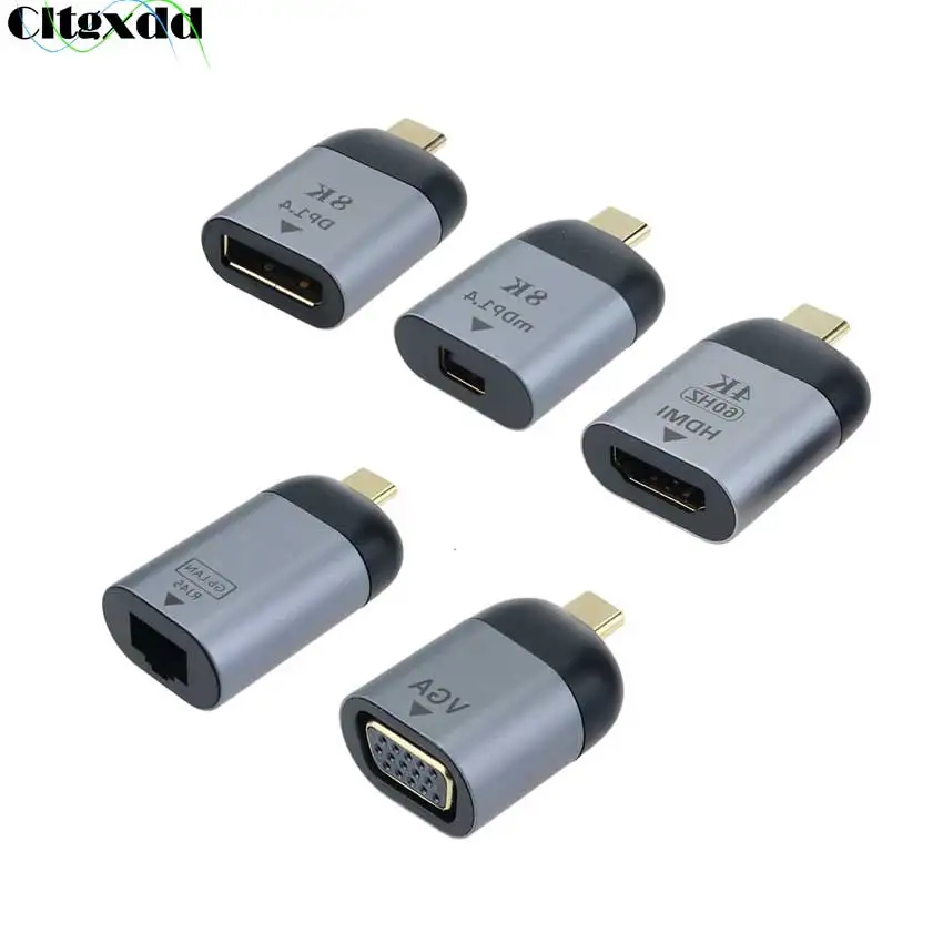Видео кабель конвертер с разъемами типа C и HDMI VGA DP RJ45 дисплейный порт MiniDP HD портом
