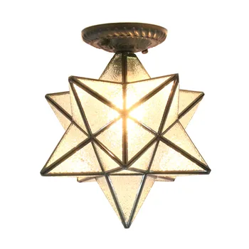 

American Pentagram Entry Light Corridor Balcony Ceiling Lamp Bedroom Dining Room Creative Star Glass Lamp