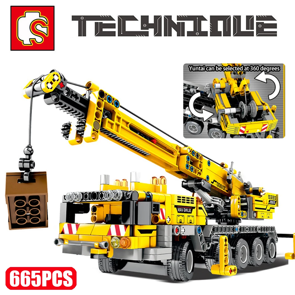 

SEMBO City Technic Mobile Crane Building Blocks Model Kits Engineering Technic Mini Figures Truck Toys For Boys Children Gifts