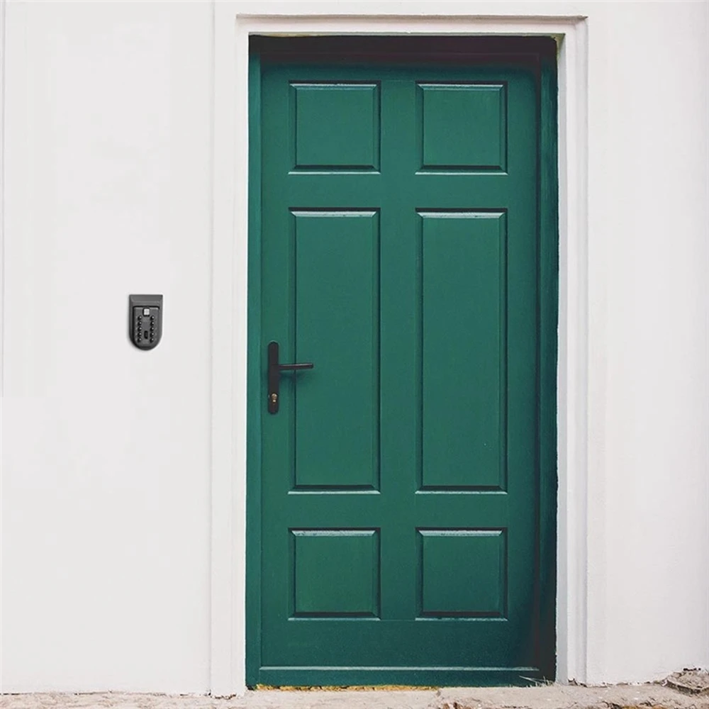 Wall Mounted Outdoor Key Storage Lock Box 10 Digit Push-Button Combination Password Key Safe Box Resettable Code Key Holde 8 1