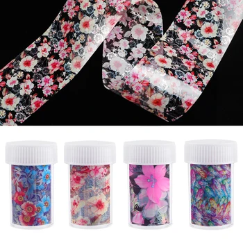 

1 Box 120x4cm Nail Foils Flower Design Pink Blue Red Transfer Foils Paper Nail Art Sticker Slide DIY Decal For Nails Accessories