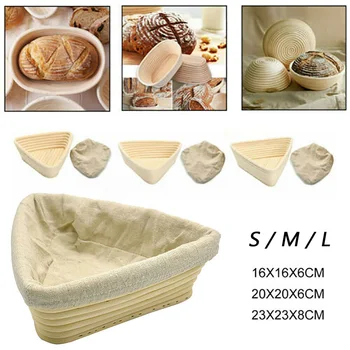 

1PC Rattan Basket with Liner Rattan Fermentation Wicker Basket Country French Bread Mass Proofing