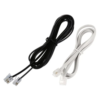 

1Pcs Rj11 6P4C Telephone Cable Cord Adsl Modem 2 Meters & 2Pcs White 6P2C Rj11 Male To Male 5Mm Width Telephone Cable 1M 3.3Ft