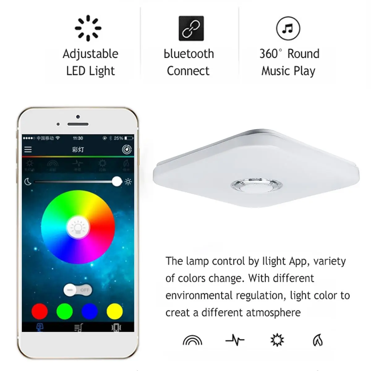 Platz Moderne Led-deckenleuchte Wohnzimmer Schlafzimmer Dimmbare Decken Lampe Wifi APP Fernbedienung bluetooth Musik Decke Lichter