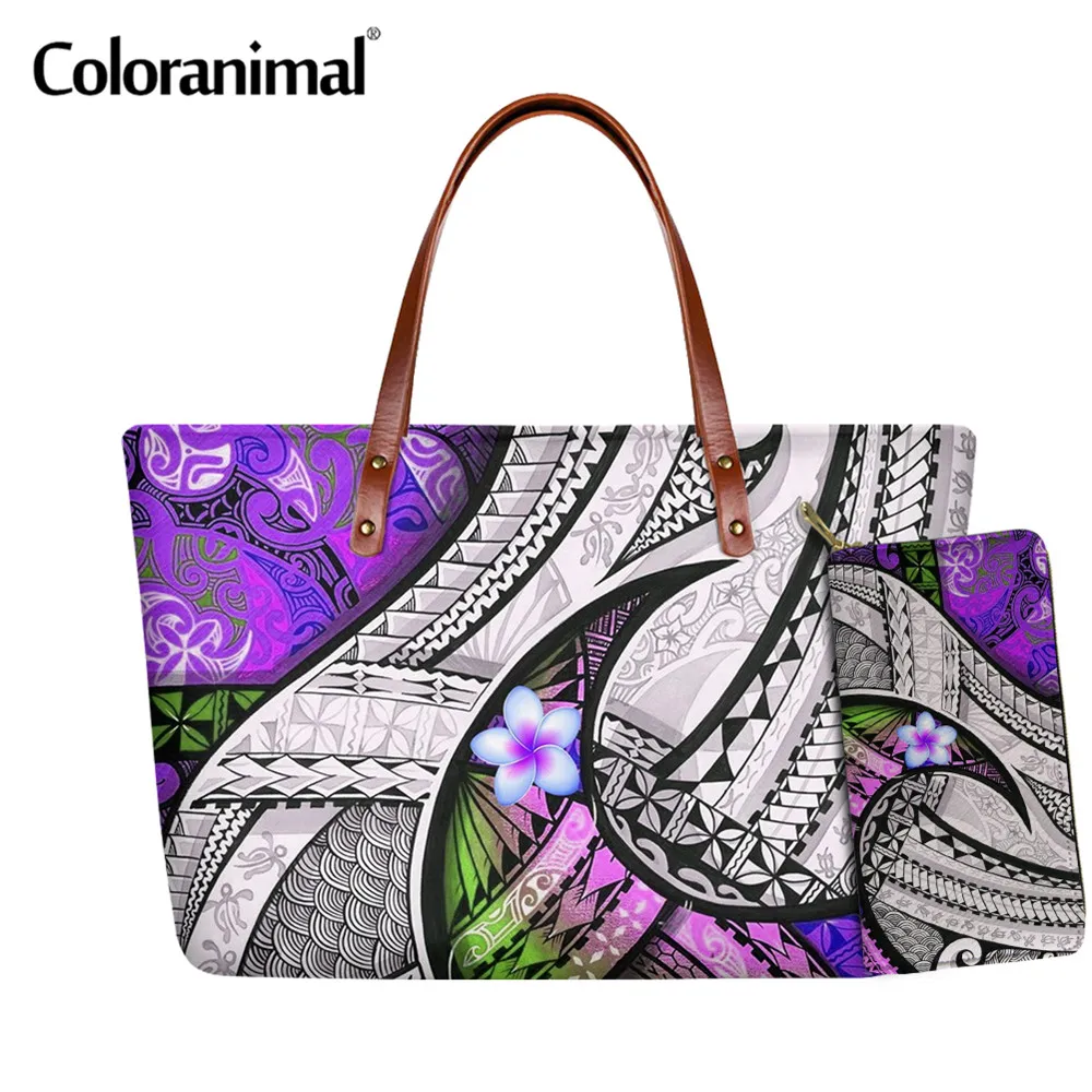 Coloranimal полинезийской Племенной Плюмерия печатных 2 шт./компл. сумка & кошелек для