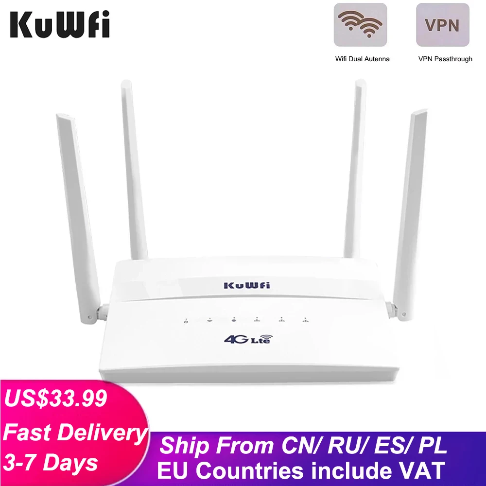 Маршрутизатор KuWFi 4G LTE разблокирован маршрутизатор 150 Мбит/с Sim-карта и