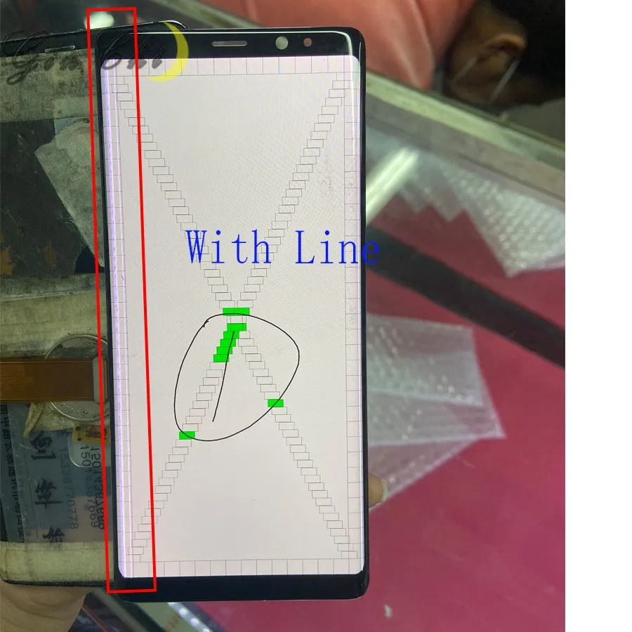 For Samsung Note 8 LCD Display Touch N950 Note8 band line display mobile phone defective screen | Мобильные телефоны и